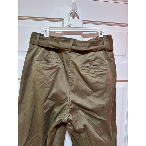 Banana Republic Cruz Pleated Wide Leg Chino Trousers Spiced Olive Green Size 14 - Picture 9 of 9